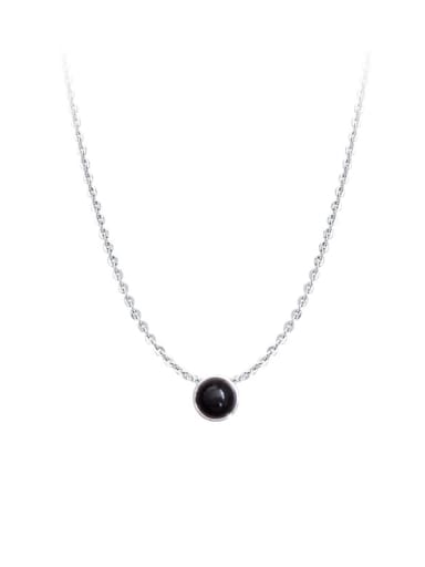 Simple Black Stone Silver Necklace