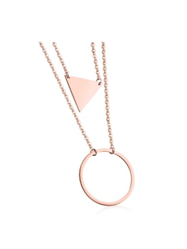 Simple Round Triangle Rose Gold Plated Necklace