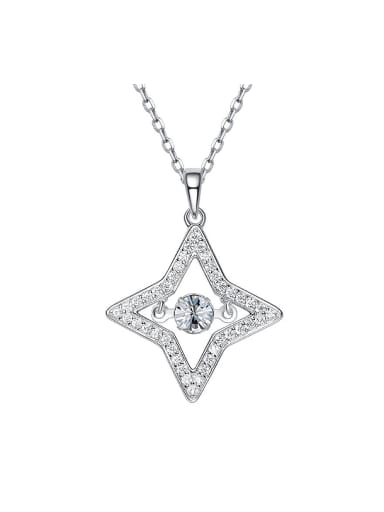Simple Four-pointed Star Cubic Zircon Necklace