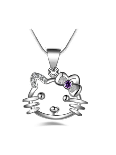 Fashion Hello Kitty Zirconias Pendant Copper Necklace