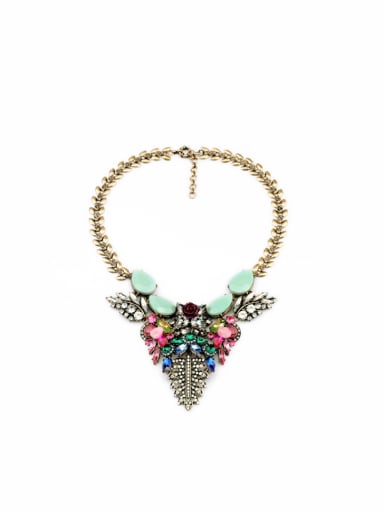 Alloy Retro Leaves Sweater Necklace