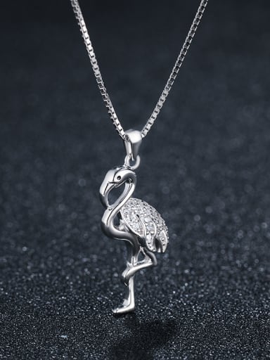 925 Sterling Silver With Platinum Plated Cute Flamingo Necklaces