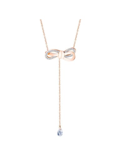 Titanium With Rose Gold Plated Simplistic Bowknot Necklaces