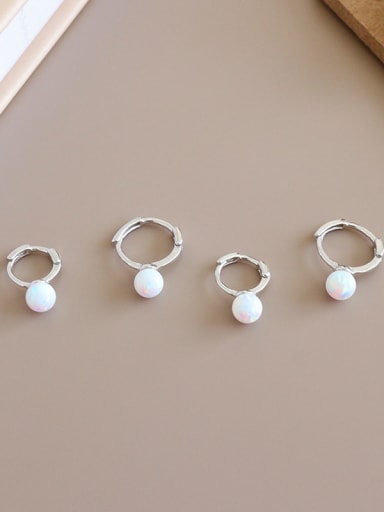 925 Sterling Silver With Opal Delicate Ball Clip On Earrings