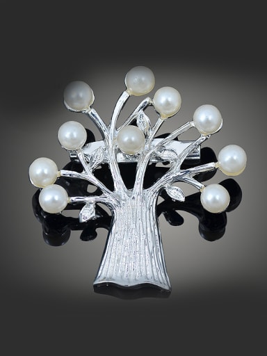 Personalized Artificial Pearls Tree Alloy Brooch