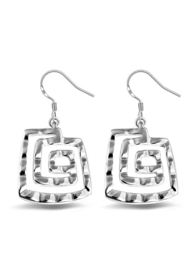 Rectangle  Shaped Fashion White Gold Plated Drop Earrings