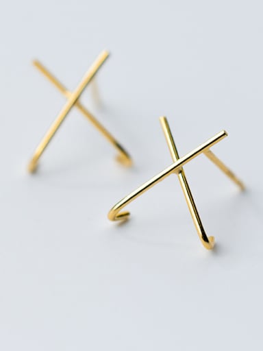 925 Sterling Silver With 18k Gold Plated Simplistic Monogrammed "X"Stud Earrings