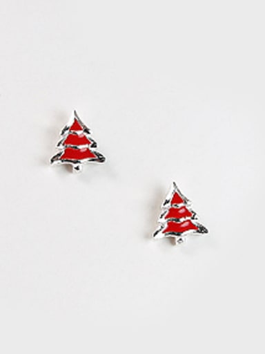 Tiny Red Christmas Tree Stud Earrings