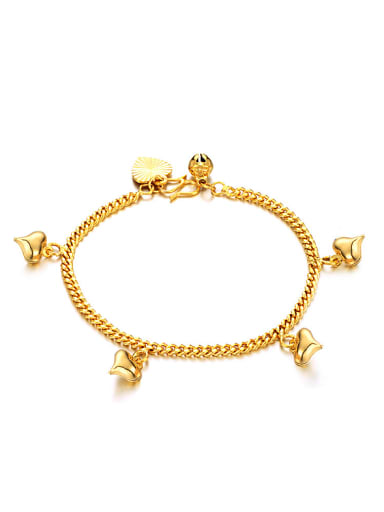 18K Gold Plated Tiny Heart shapes Bell Bracelet