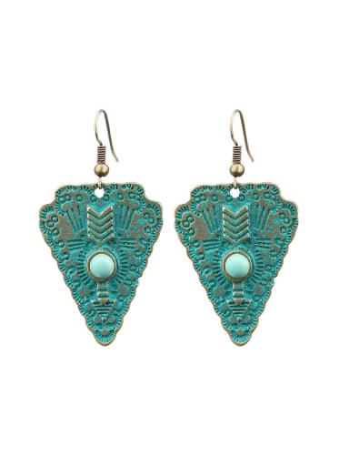 Antique Bronze Plated Resin stone Triangle Alloy Earrings