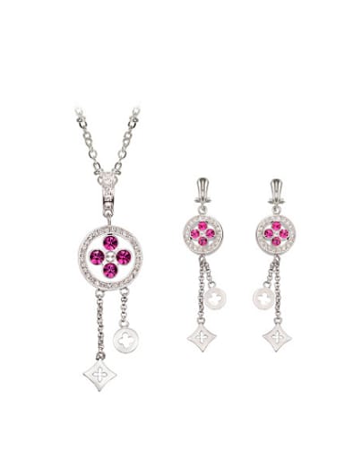Alloy White Gold Plated Fashion Rhinestones Geometric Two Pieces Jewelry Set