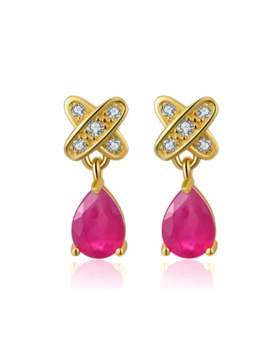 Ruby S925 Silver Women Drop Earrings