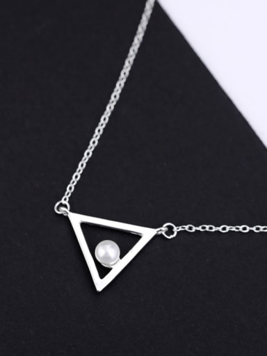 Freshwater Pearl Triangle Silver Necklace