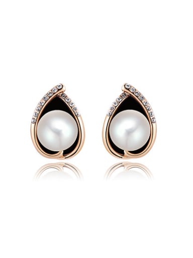 Women Water Drop Artificial Pearl Stud Earrings