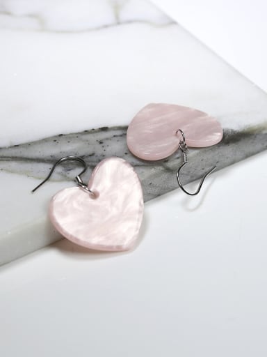 Simple Pink Heart Stones 925 Silver Earrings