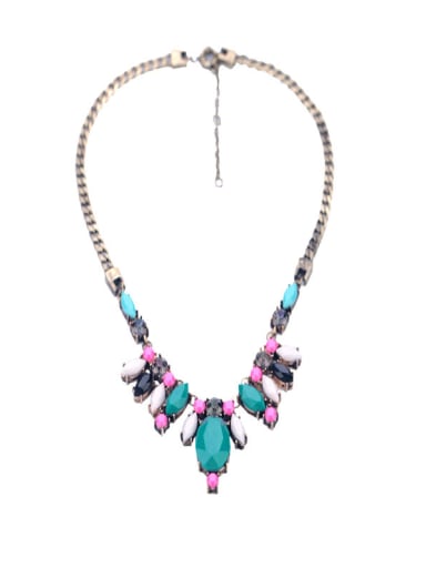 Alloy Artificial Color Stones Sweater Necklace