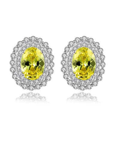 925 Sterling Silver With Cubic Zirconia  Luxury Oval Cluster Earrings