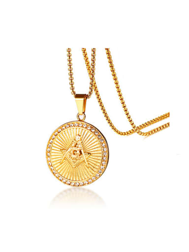 Delicate Gold Plated Round Shaped Zircon Pendant