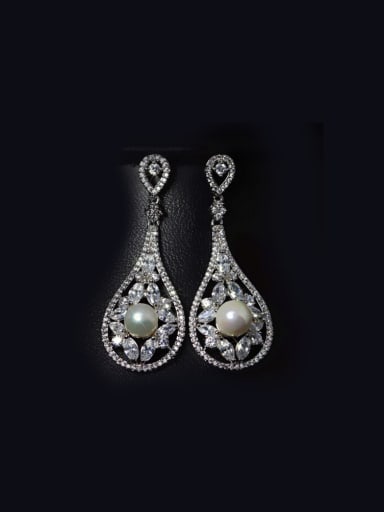 White Gold Plated Zircon Drop Cluster earring