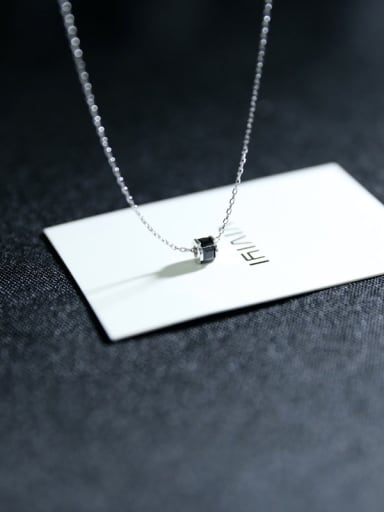 Simple Black Zircon Silver Necklace