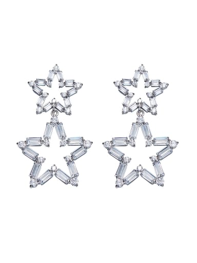 Simple White Zirconias-covered Hollow Star Alloy Stud Earrings