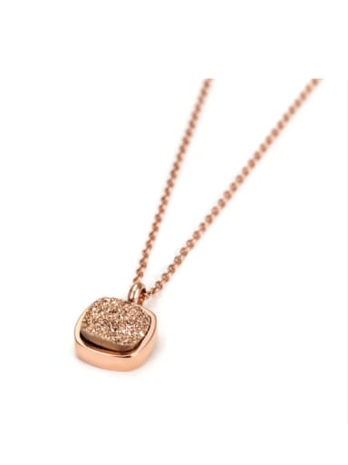 Simple Square Shaped Steel Rose Gold Crystal Necklace