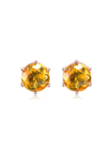 custom Simple Natural Yellow Crystal Stud Earrings