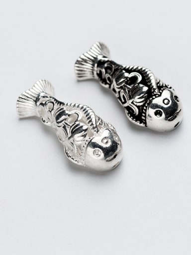 custom 925 Sterling Silver With Silver Plated and Suyin Taiyin Foolish hollow fish horizontal perforation Beads