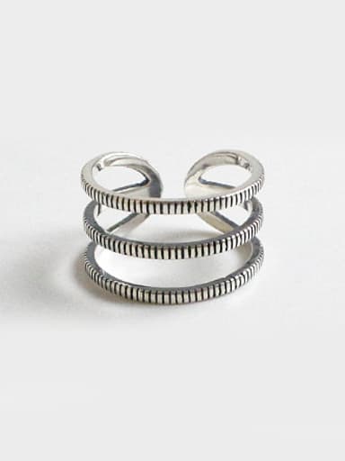 Simple Three-band Silver Opening Ring