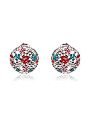 Colorful Plum Blossom Shaped Austria Crystal Stud Earrings