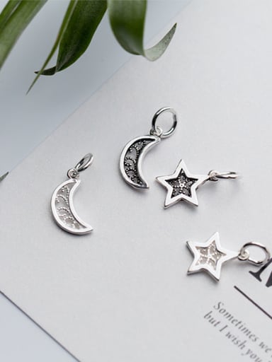 925 Sterling Silver With Antique Silver Plated Trendy Moon star Charms