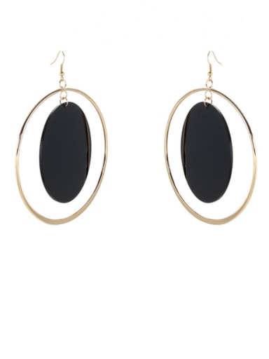 Gold Plated Zinc Alloy Round Black Drop drop Earring