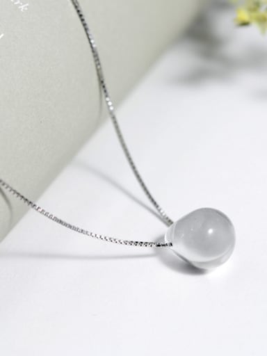 White color Silver-Plated 925 Silver Round Crystal Necklac