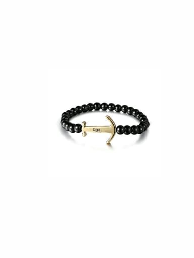 Model No 1000000576 Mother's Initial Black Bracelet with Charm Beads