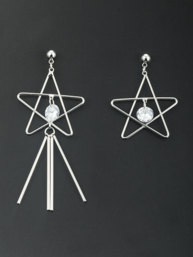 New design Platinum Plated Star Zircon Drop drop Earring in White color