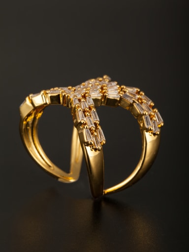 GODKI Luxury Women Wedding Dubai Model No 1000002899 Gold Plated Copper Zircon White Ring