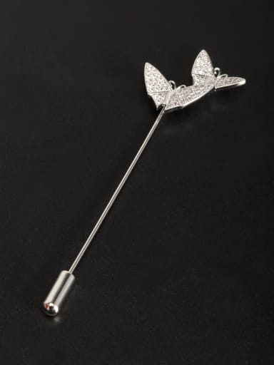 New design Platinum Plated Butterfly Zircon Lapel Pins & Brooche in White color