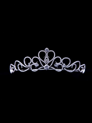 White color Platinum Plated Heart Zircon Wedding Crown