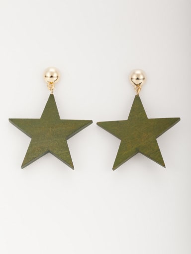 Gold Plated Wood Star Drop drop Earring