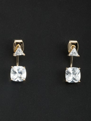 White Square Drop drop Earring with Gold Plated Zircon
