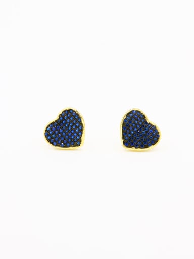 Heart style with Gold Plated Copper Zircon Studs stud Earring