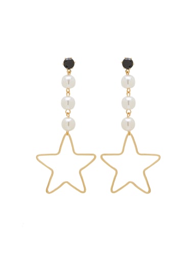Personalized Gold Plated Zinc Alloy Gold Star Pearl Drop drop Earring