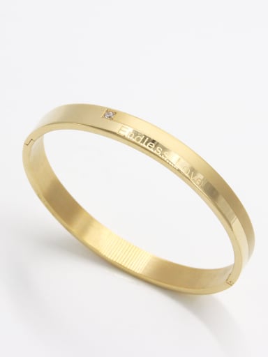 Gold  Bangle with Stainless steel Zircon    63MMX55MM