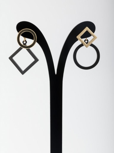 Black color Gold Plated Round Drop drop Earring