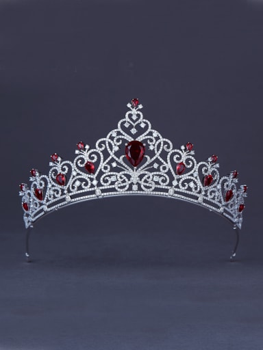 Custom Red Heart Wedding Crown with Platinum Plated
