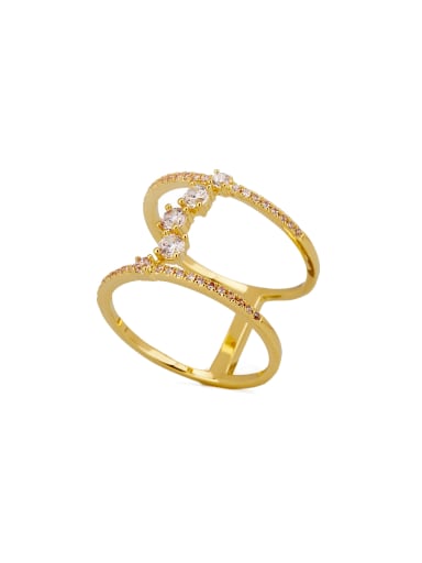 Blacksmith Made Gold Plated Zinc Alloy Zircon Charm Stacking Stacking Ring