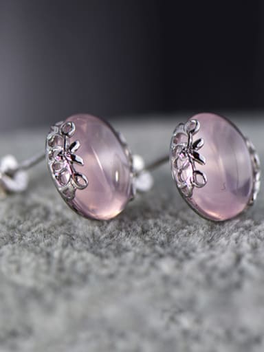 Silver Gemstone Pink Studs stud Earring