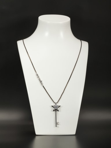 The new Platinum Plated Copper Zircon Star Necklace with White