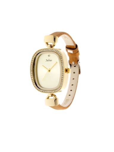 Model No 1000003254 24-27.5mm size Alloy Square style Genuine Leather Women's Watch