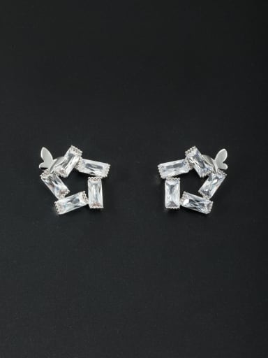 Star Platinum Plated Zircon White Studs stud Earring